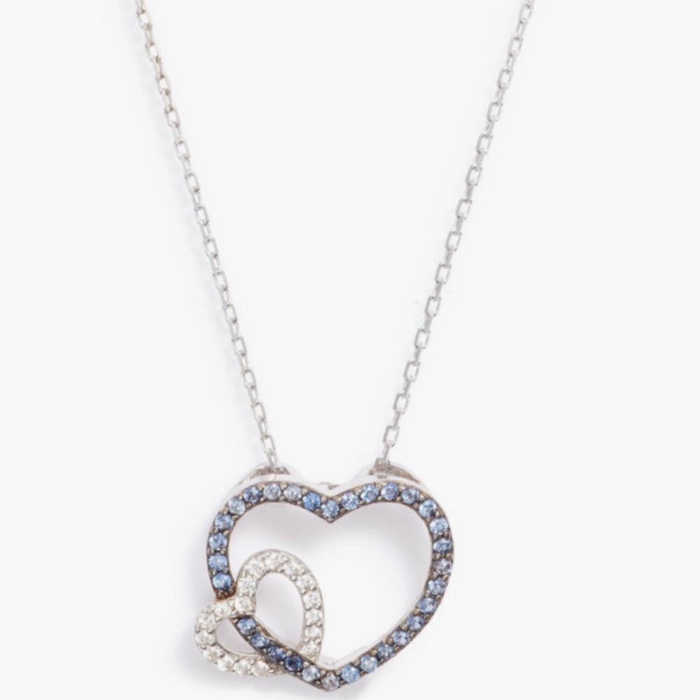 + SUZY LEVIAN + Sterling Silver Blue Sapphire Open Heart Pendant Necklace